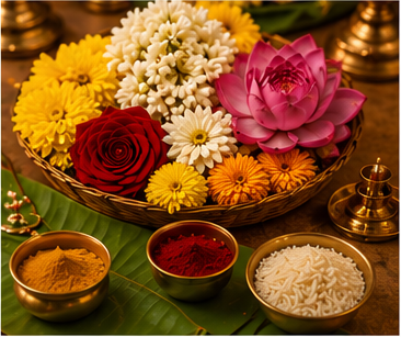 Flowers and samagri